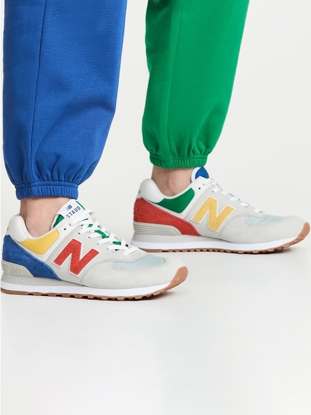 STAUD Multicolor Athletic Sneakers — White, Red, Blue, Yellow, Green